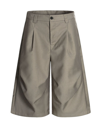 TALKLESSFASHION S / Khaki (without pendant) K338 American summer high-end versatile street trend deconstructed pleated design men's loose cropped casual trousers