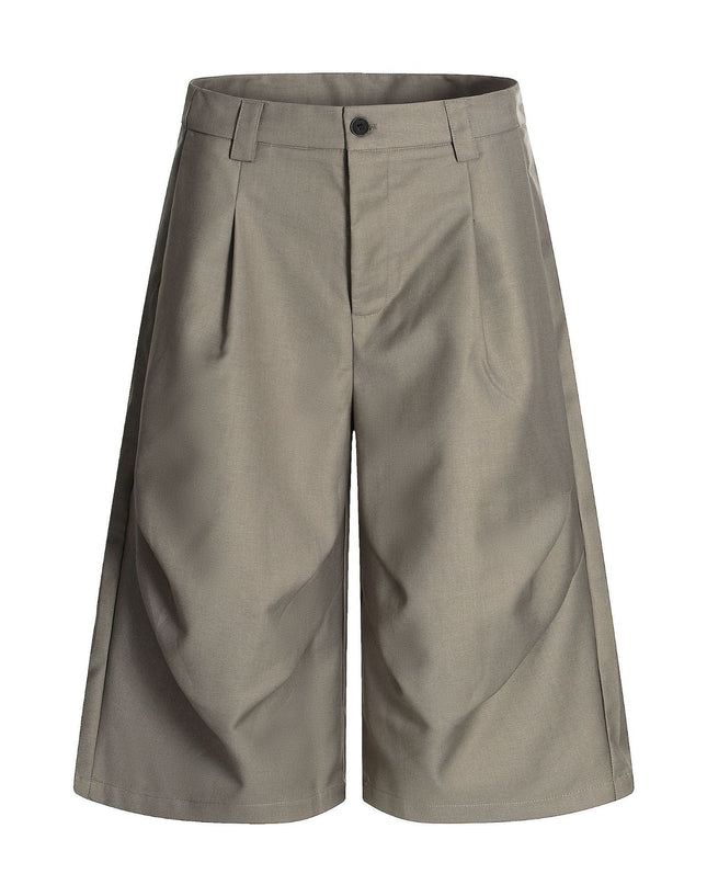 TALKLESSFASHION S / Khaki (without pendant) K338 American summer high-end versatile street trend deconstructed pleated design men's loose cropped casual trousers