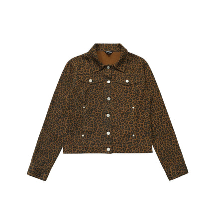 THETLSTUDIO S / Leopard print Light Yao Women's Clothing|American Retro Lapel Leopard Print Short Jacket Jacket Women's Slim Slim Slim Niche Design Top