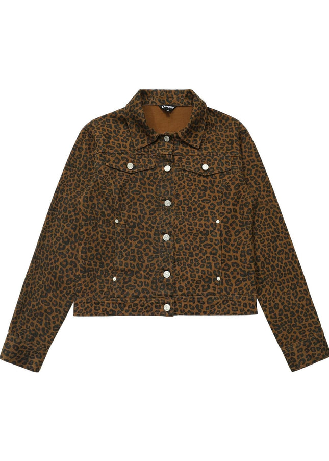 TALKLESSFASHION S / Leopard print Light Yao Women's Clothing|American Retro Lapel Leopard Print Short Jacket Jacket Women's Slim Slim Slim Niche Design Top