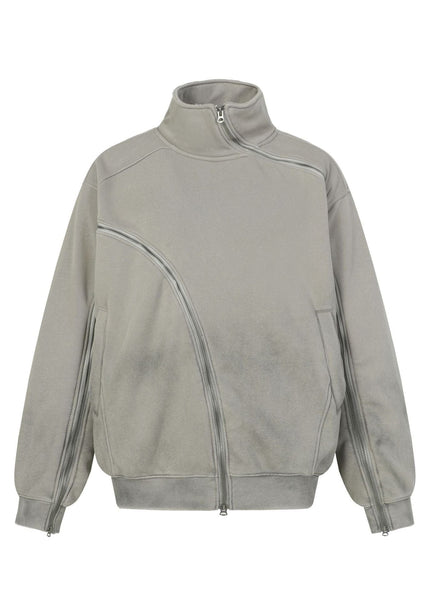 THETLSTUDIO S / light grey Deconstructed Gradient Zipper Jacket
