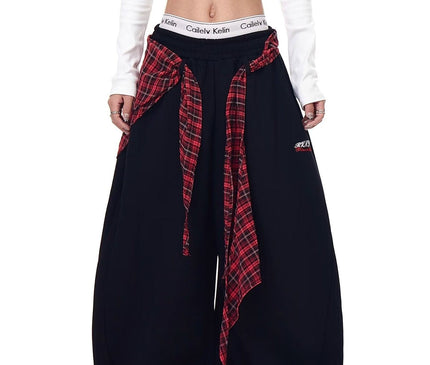 TALKLESSFASHION S / NK111 Slacks - Black American ins style Korean trend corset slacks women's autumn loose drape dancing must-have jazz dance scimitar pants