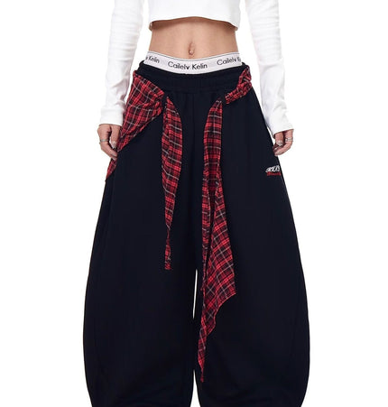 TALKLESSFASHION S / NK111 Slacks - Black American ins style Korean trend corset slacks women's autumn loose drape dancing must-have jazz dance scimitar pants