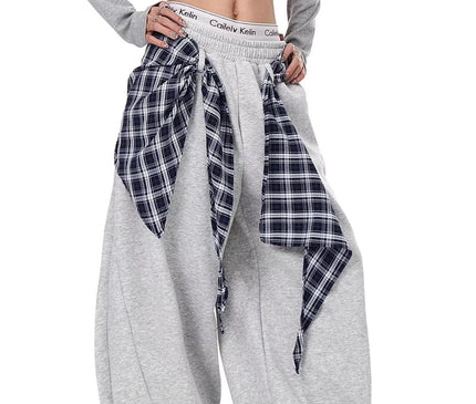 TALKLESSFASHION S / NK111 Slacks - Grey American ins style Korean trend corset slacks women's autumn loose drape dancing must-have jazz dance scimitar pants