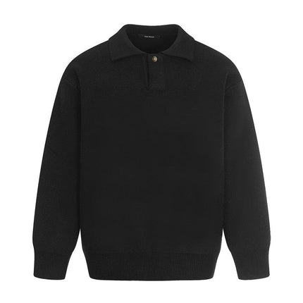 TALKLESSFASHION S / Oatmeal MYC011 GXFortune Winter American Heavy Solid Color Polo Collar Sweater Men's and Women's High-End Loose Warm Top Trend