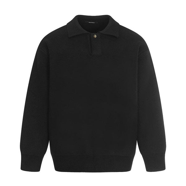 THETLSTUDIO S / Oatmeal MYC011 GXFortune Winter American Heavy Solid Color Polo Collar Sweater Men's and Women's High-End Loose Warm Top Trend — 2