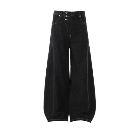TALKLESSFASHION S / Original Cow Black Retro Scimitar Wide-Leg Denim