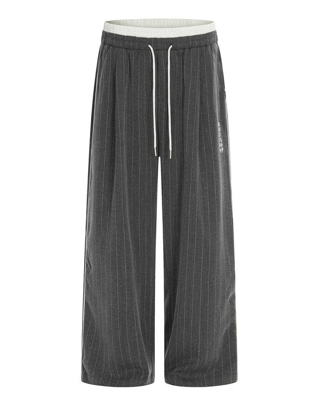 TALKLESSFASHION S / Pant cleanfit vertical striped casual sportssuit men's stand-up collar jacket trendy brand color-blocked double-toe straight-leg trousers