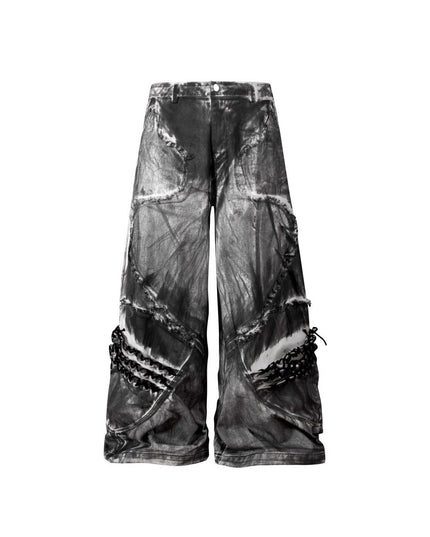 TALKLESSFASHION S / Pants silver Retro Street Distressed Washed Jeans
