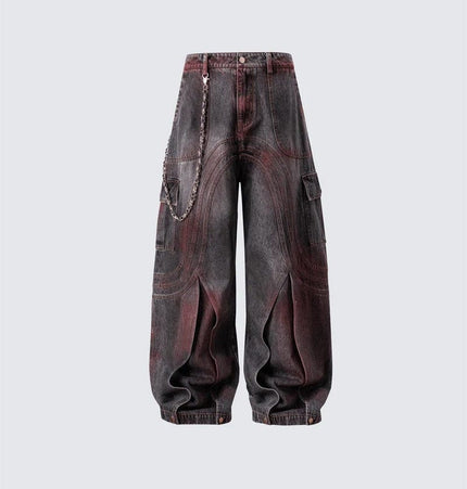THETLSTUDIO S / Photo Color Cross-border European and American high street vibe pants, jeans, American straight stitching, splashed ink, slightly flared trousers, men's one-piece delivery