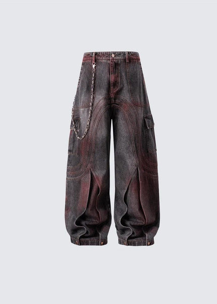 THETLSTUDIO S / Photo Color Cross-border European and American high street vibe pants, jeans, American straight stitching, splashed ink, slightly flared trousers, men's one-piece delivery