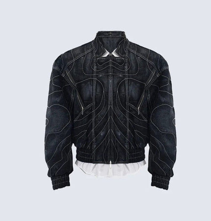 THETLSTUDIO S / Photo Color Deconstructed Splicing Denim Short Jacket