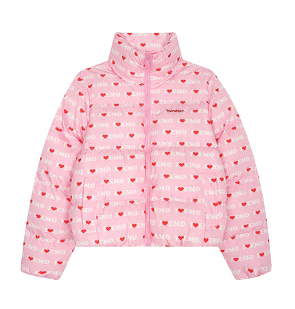 TALKLESSFASHION S / pink American Retro Love Letters Cropped Puffer