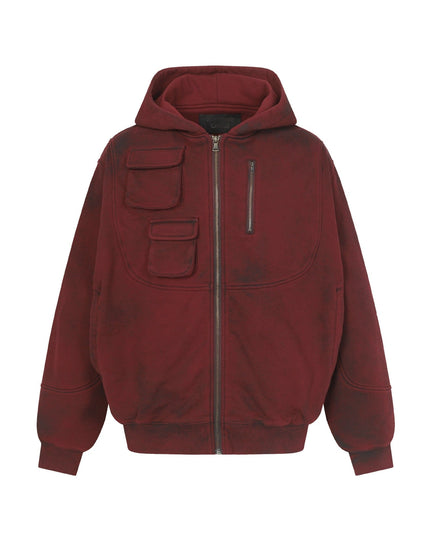 TALKLESSFASHION S / red Heavy Functional Pocket Hoodie