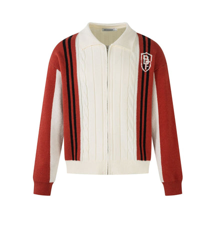 TALKLESSFASHION S / red Jiayiku men's clothing 2025 autumn new Korean lazy campus style striped knitwear motorcycle sweater base layer