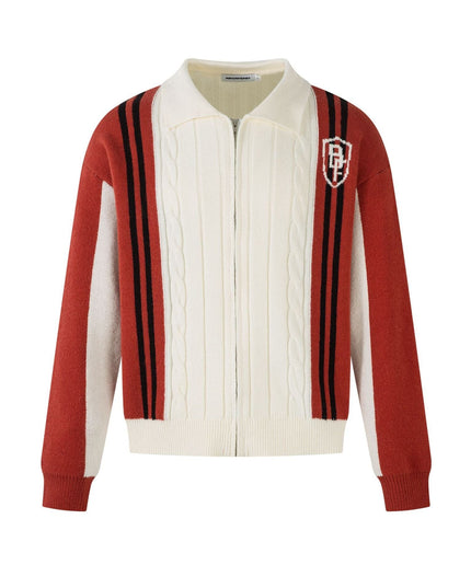 TALKLESSFASHION S / red Jiayiku men's clothing 2025 autumn new Korean lazy campus style striped knitwear motorcycle sweater base layer