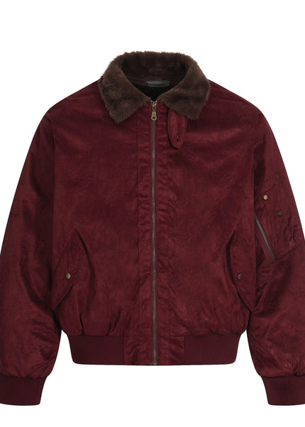 THETLSTUDIO S / Red wine Jiayiku Men's 2025 New Winter Warm Padded Jacket American Flight Jacket Old Money Style Suede Padded Jacket