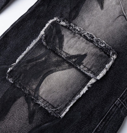 THETLSTUDIO S Ripped Printed Wide-Leg Jeans