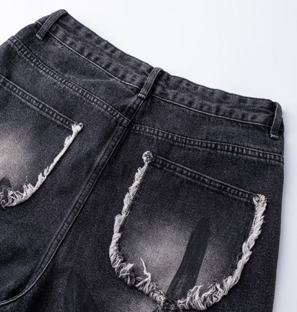 THETLSTUDIO S Ripped Printed Wide-Leg Jeans