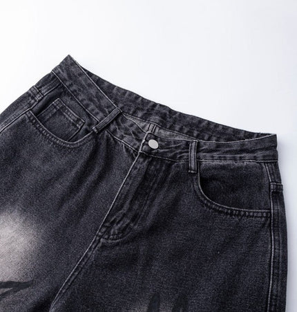 THETLSTUDIO S Ripped Printed Wide-Leg Jeans