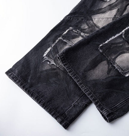 THETLSTUDIO S Ripped Printed Wide-Leg Jeans