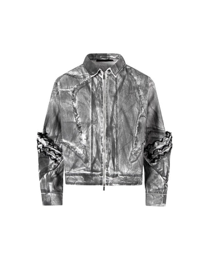 TALKLESSFASHION S / The top is silver Retro Street Distressed Washed Jeans