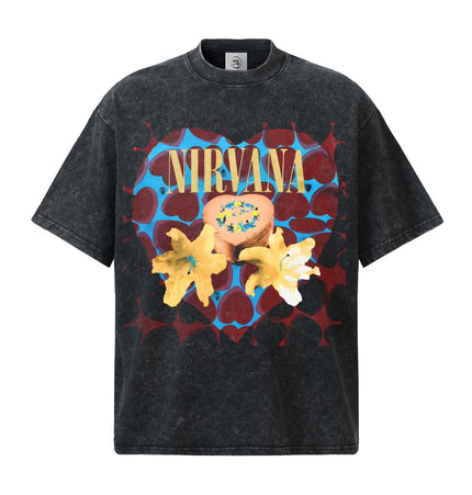 THETLSTUDIO S / Washed black short sleeve 2026 Spring and Summer Nirvana Heart-shaped Gift Box American Cotton T-Shirt Men's Direct Jet Print Summer Breathable American Short Sleeves