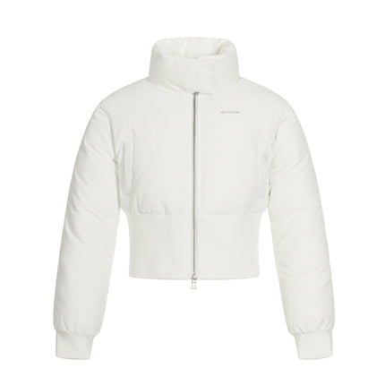 TALKLESSFASHION S / white Cinched Waist Padded Jacket