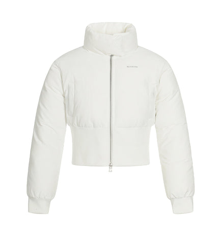 TALKLESSFASHION S / white Cinched Waist Padded Jacket