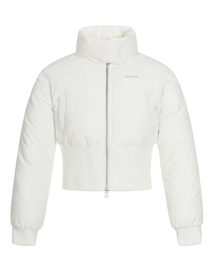 TALKLESSFASHION S / white Cinched Waist Padded Jacket