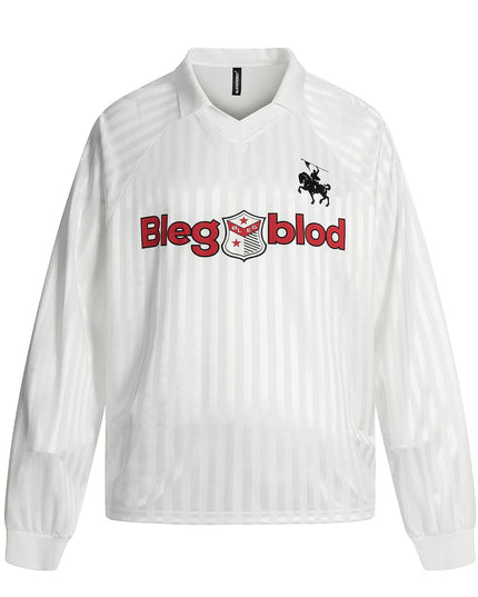 TALKLESSFASHION S / white Jersey Campus Lapel Polo Sweatshirt