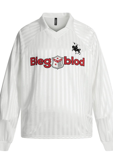 THETLSTUDIO S / white Jersey Campus Lapel Polo Sweatshirt