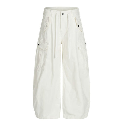 TALKLESSFASHION S / white TALKLESSFASHION: Urban Edge Multi-Pocket Scimitar Slacks