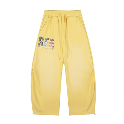 TALKLESSFASHION S / yellow Fleece Retro Scimitar Wide-Leg Pants