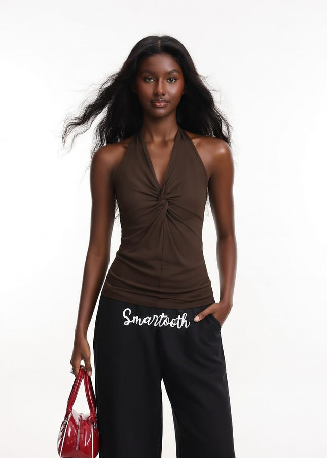 TALKLESSFASHION SHIYIYUE hot girl kink halterneck sleeveless top women's summer backless sexy design American camisole
