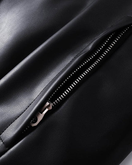 TALKLESSFASHION Silhouette Hooded Flying Leather Jacket