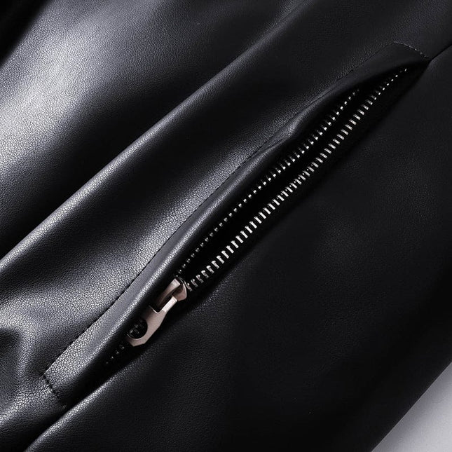 TALKLESSFASHION Silhouette Hooded Flying Leather Jacket