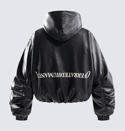 THETLSTUDIO Silhouette Hooded Flying Leather Jacket