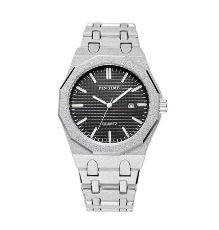 TALKLESSFASHION Silver black New frosted silver watch