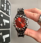 Silver black red