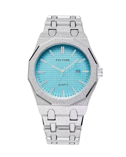 TALKLESSFASHION Silver light blue New frosted silver watch