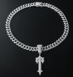 Silver pendant + 50 cm Cuban diamond chain