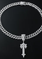 Silver pendant + 50 cm Cuban diamond chain