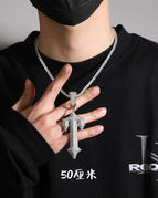 Silver pendant + 50 cm single row diamond chain