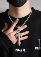 Silver pendant + 50 cm single row diamond chain