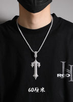 Silver pendant + 60 cm single row of diamond chain