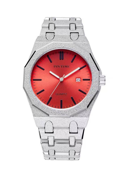 THETLSTUDIO Silver red New frosted silver watch