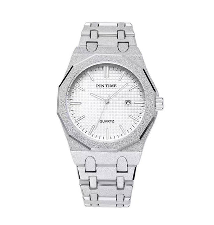 TALKLESSFASHION Silver white New frosted silver watch