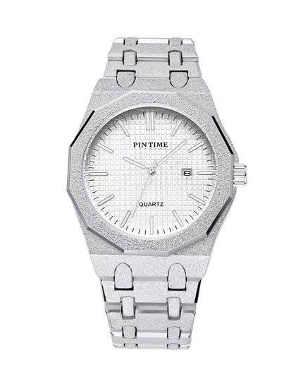 TALKLESSFASHION Silver white New frosted silver watch