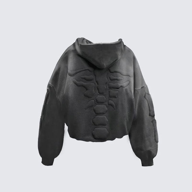 TALKLESSFASHION Skeleton Embroidered Hooded